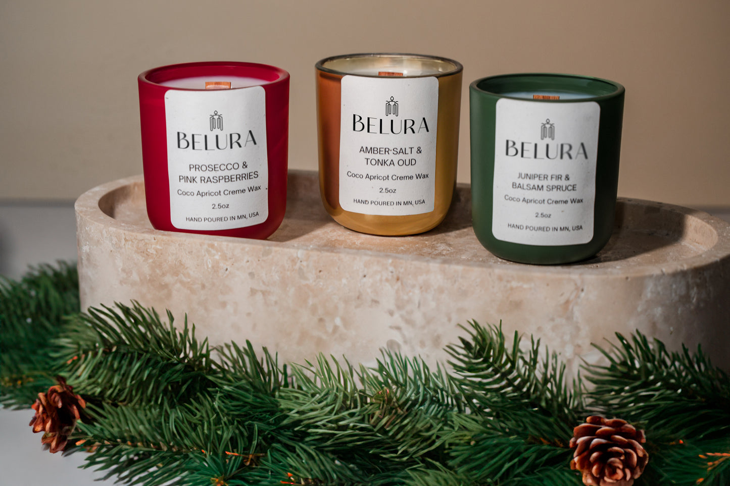 Christmas Candle Gift Set - red, gold, green jar candles