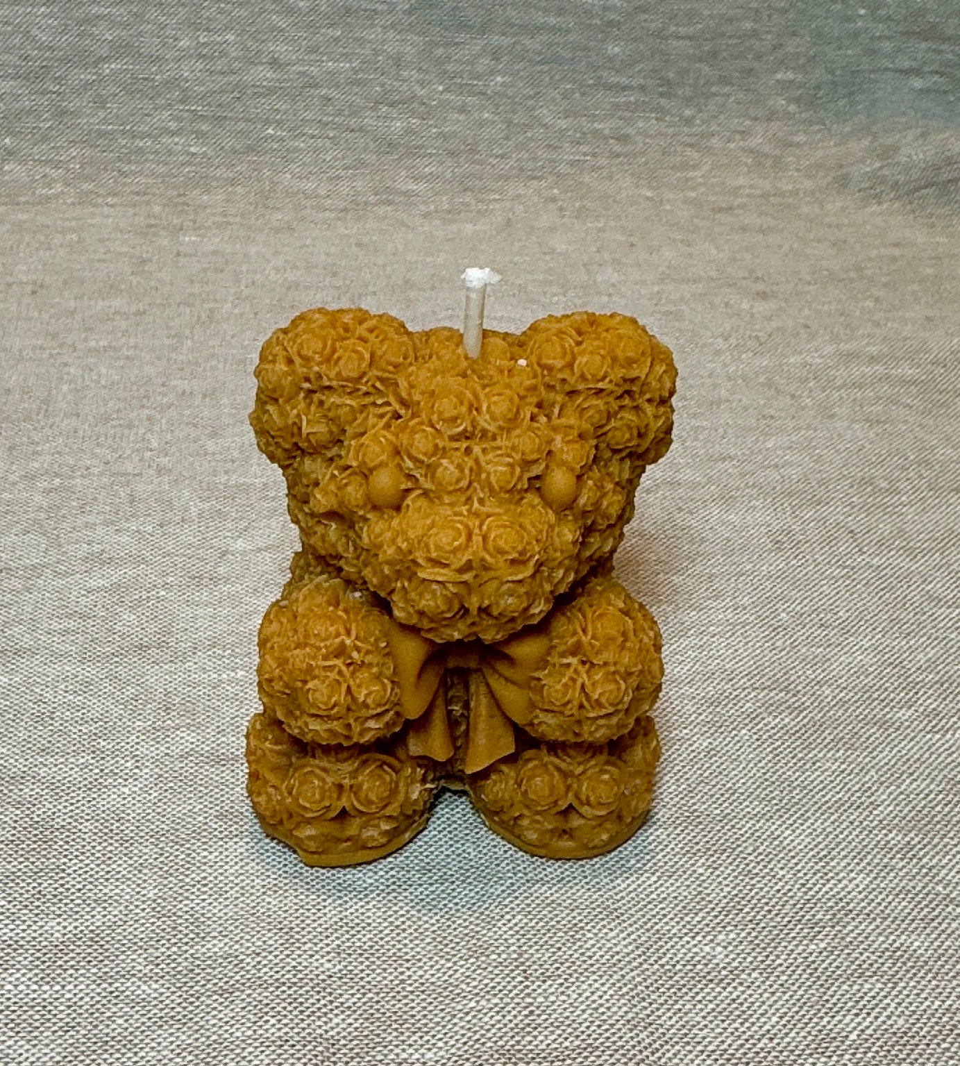 Small Rose Bear Organic Candle - caramel color