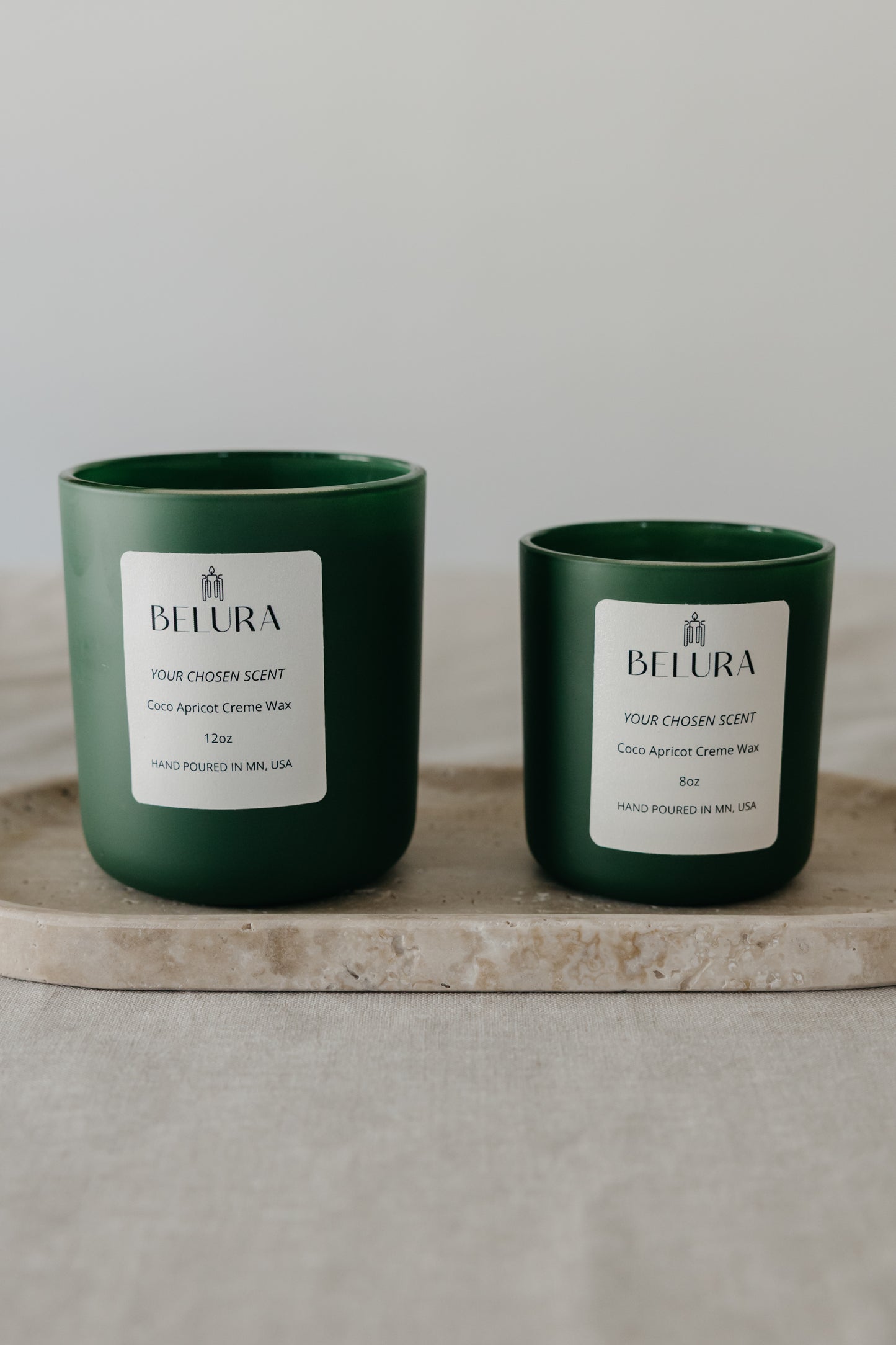 Organic candles on tray