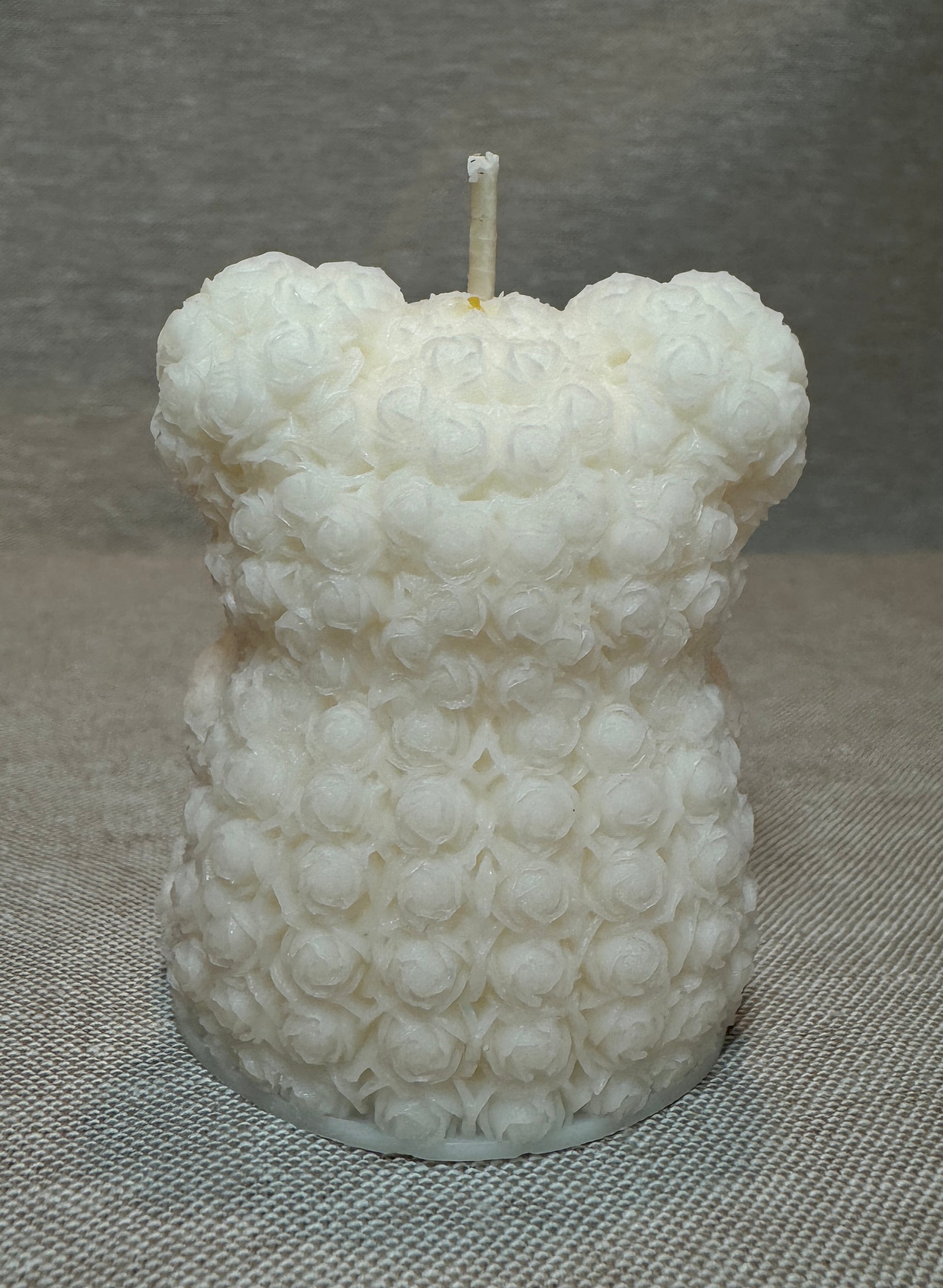 Small Rose Bear Candle - back