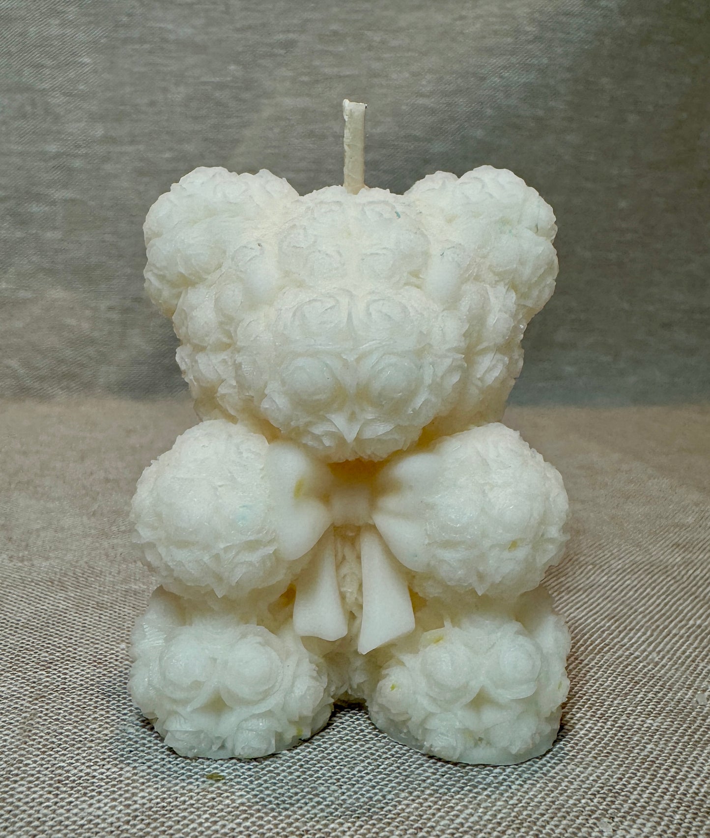 Small Rose Bear Candle with a Bow