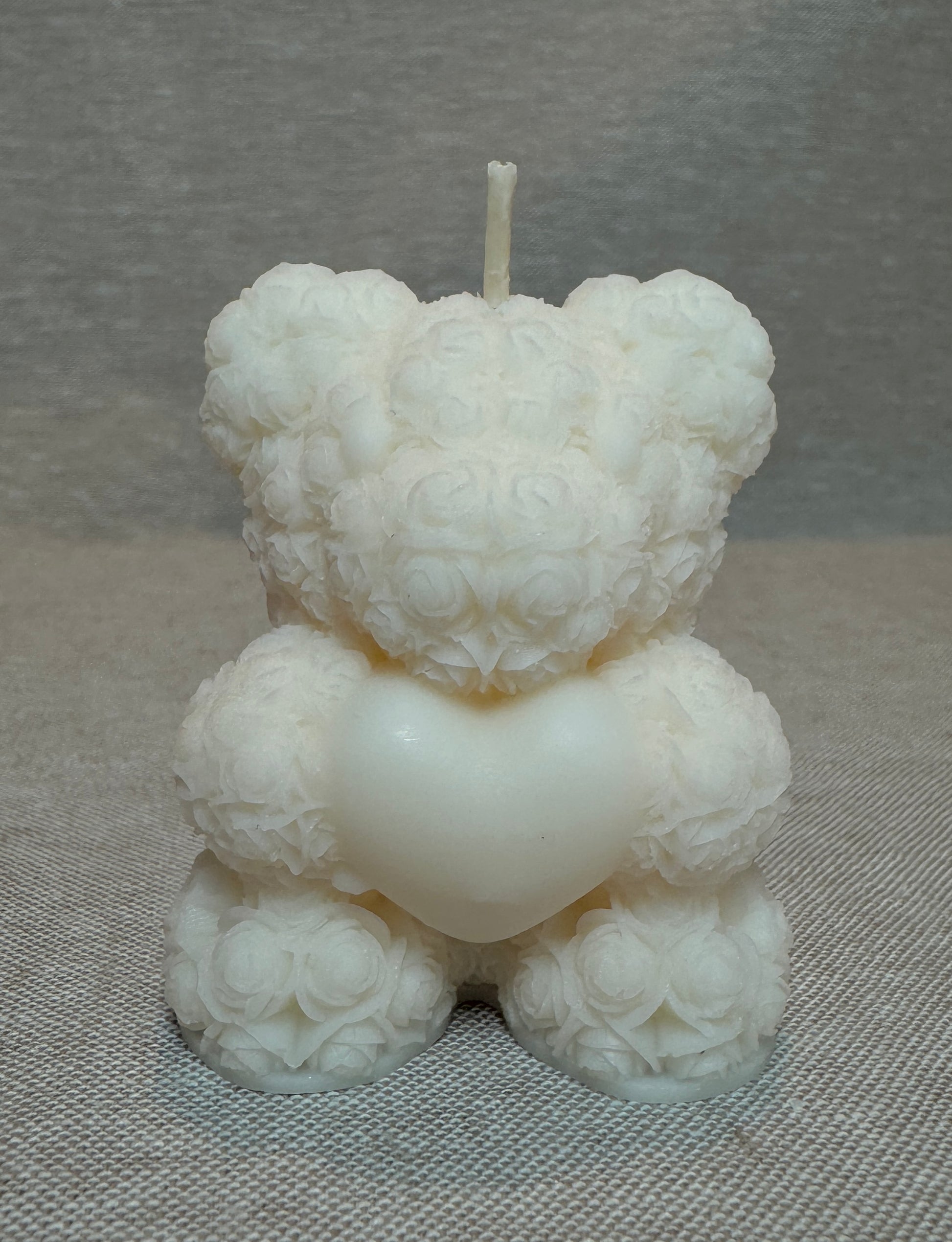 Small Rose Bear with a Heart Candle